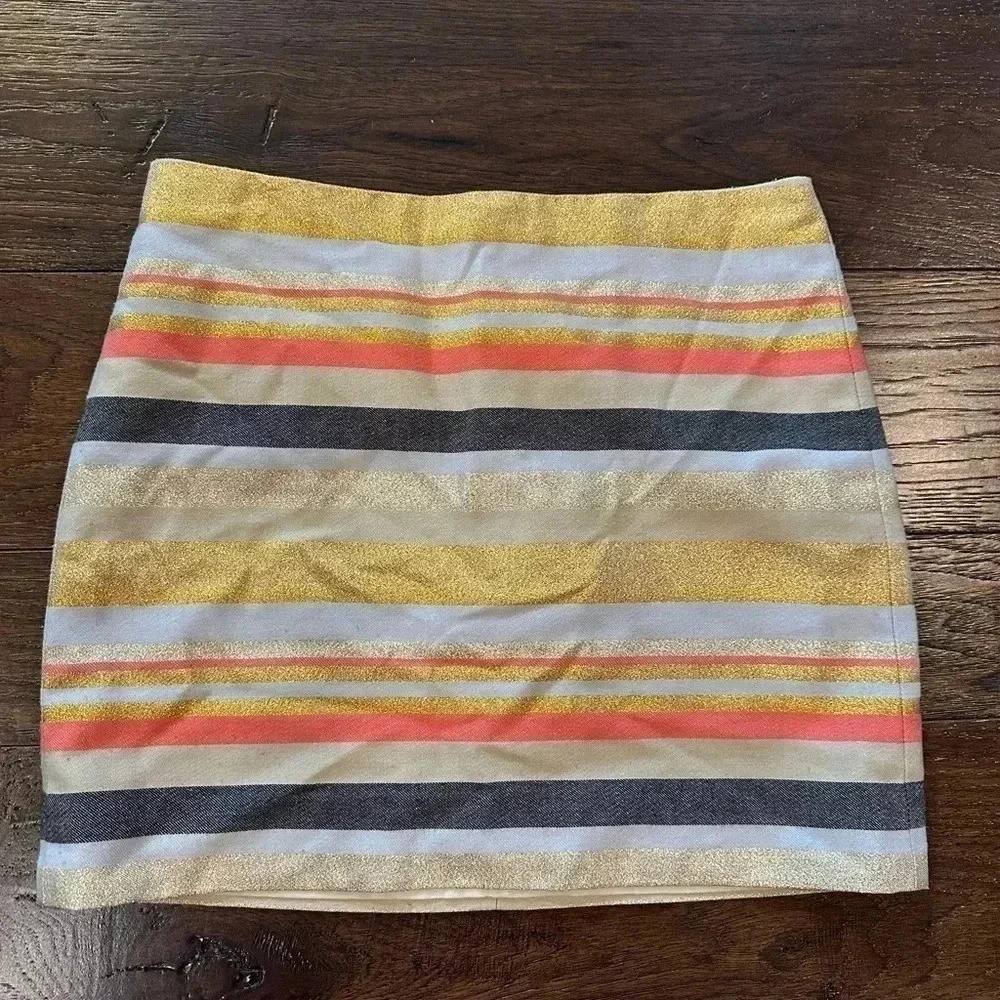 J. Crew Women's Coral/ Navy Striped Mini Skirt- size 0